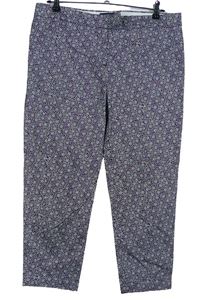 Dámske purpurovo-biele vzorované plátenné crop nohavice M&S