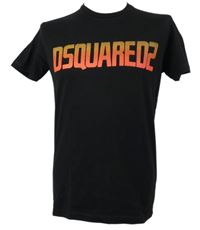 Pánske čierne tričko s nápisom DSQuared2