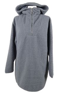 Dámská šedá huňatá oversized tunika s kapucí Ever.me 