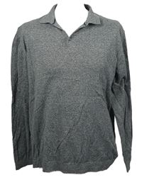 Pánský šedý melírovaný svetr s límečkem Next 