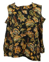 Dámské černo-barevné květované triko s volnými rameny Studio 