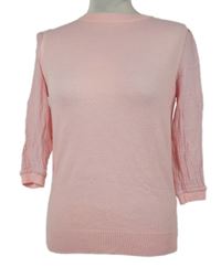 Dámský světlerůžový lehký svetr s mušelínovými rukávy TU 