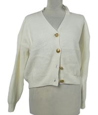 Nové - Dámský bílý propínací crop svetr MNG 