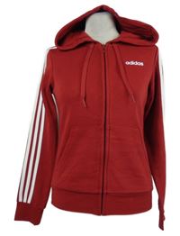 Dámska červená prepínaci mikina s pruhmi a kapucňou Adidas