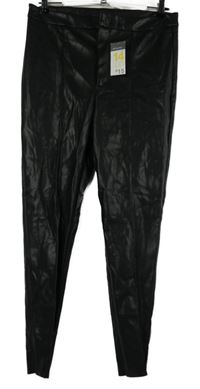Nové - Dámské černé koženkové skinny kalhoty Primark 