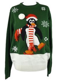 Pánsky zeleno-biely sveter s tučňákem