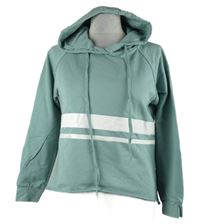 Dámska mátová crop mikina s pruhmi a kapucňou Zaful