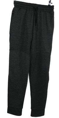 Pánske tmavosivé melírované tech fleece tepláky Workout