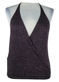 Nové - Dámský černo-růžový třpytivý pletený top Mango 