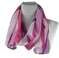 Dámska ružovo-fialovo-biela pruhovaná šifónová šál