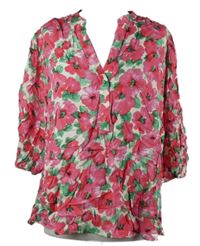 Nové - Dámská růžovo-zelená kytičkovaná halenka F&F