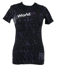 Dámské černo-fialové vzorované sportovní tričko s nápisem 