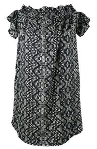 Dámske čierno-biele vzorované šaty s lodičkovým výstřihem Atmosphere