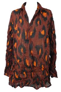 Dámska rezavo-čierno-oranžová vzorovaná žoržetová blúzka Next