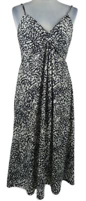 Dámské tmavošedo-smetanové vzorované midi šaty H&M