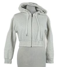 Dámská šedá crop propínací mikina s kapucí Lounge Apparel 