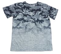 Sivé army tričko s nápisom Matalan