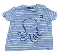 Modro-biele pruhované tričko s chobotnicí F&F