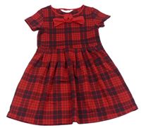 Červeno-fialové kostkované šaty s mašlí H&M