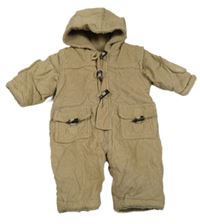 Béžová menšestrová zateplená kombinéza s kapucňou Mothercare