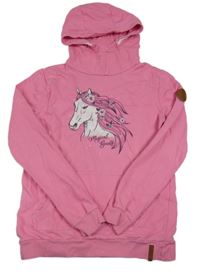 Ružová mikina s koníkem a kapucňou