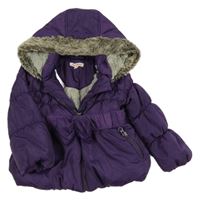 Fialová šusťáková zimní bunda s kapucí Bluezoo
