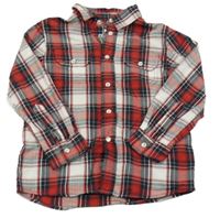 Červeno-bílo-černá kostkovaná košile 