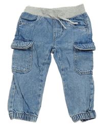 Modré cargo cuff rifle s úpletovým pasom C&A