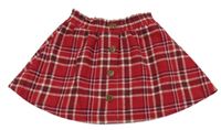 Červená kockovaná flanelová sukňa s gombíky Nutmeg