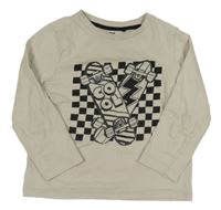 Světlebéžové triko se skateboardy 