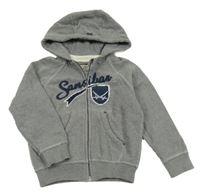 Sivá prepínaci mikina s nápisom a kapucňou