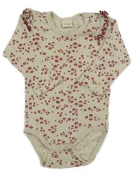 Béžové žebrované body s květinami 