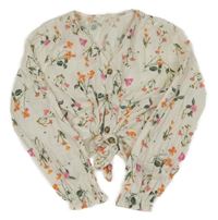 Biela prepínaci crop blúzka s kvetinami H&M