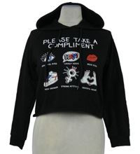 Dámska čierna crop mikina s potlačou a kapucňou FB Sister