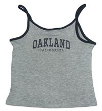 Sivý rebrovaný crop top s nápisom H&M