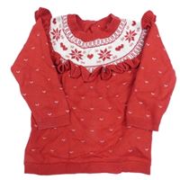 Červeno-biely sveter so vzorom a volánikmi George