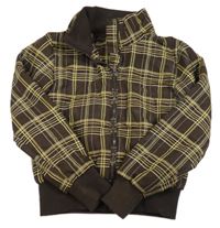 Hnedo-žltá kockovaná šušťáková zateplená bunda Steeds vel. 176