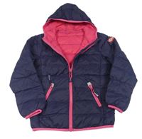 Tmavomodrá prošívaná šusťáková funkční zateplená bunda s kapucí TROLLKIDS