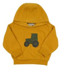 Pomerančová fleecová mikina s traktorom a kapucňou Ergee