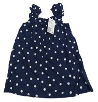 Nové - tmavomodré puntíkaté šaty F&F