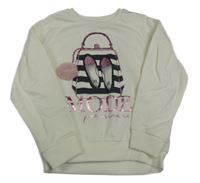 Bílá mikina s kabelkou a bambulkou 