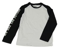 Bílo-černé melírované triko s nápisem alive