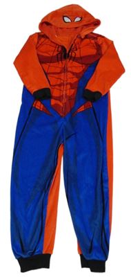 Modro-červená plyšová kombinéza s kapucí - Spiderman