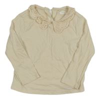 Smotanové tričko s golierikom s madeirou Next