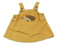 Okrové manšestrové laclové šaty s ježkem Next