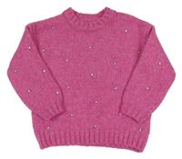 Ružový sveter s kamienkami Matalan