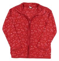 Jahodová fleecová prepínaci mikina s obrázkami Kiki&Koko