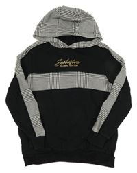 Čierno-vzorovaná mikina s nápisom a kapucňou George