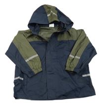 Tmavomodro-khaki šušťáková bunda s kapucňou