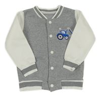 Šedo-bílá baseballová mikina s bagrem